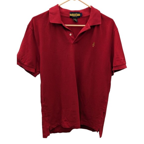 Ralph Lauren Rugby Skull and Crossbones Embroidered Polo Golf Shirt Red Large L - Picture 8 of 8
